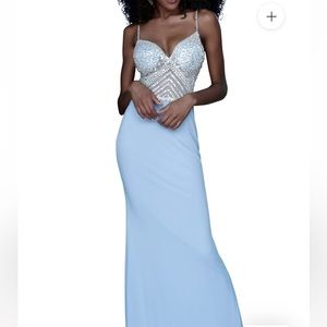 Jovani blue Beaded Top Dress